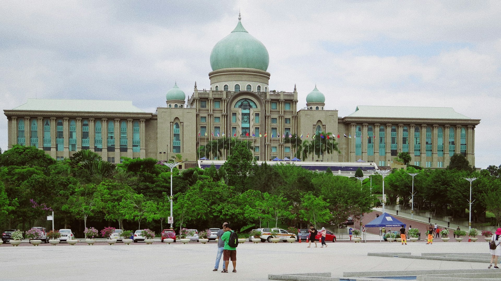 grey and teal building